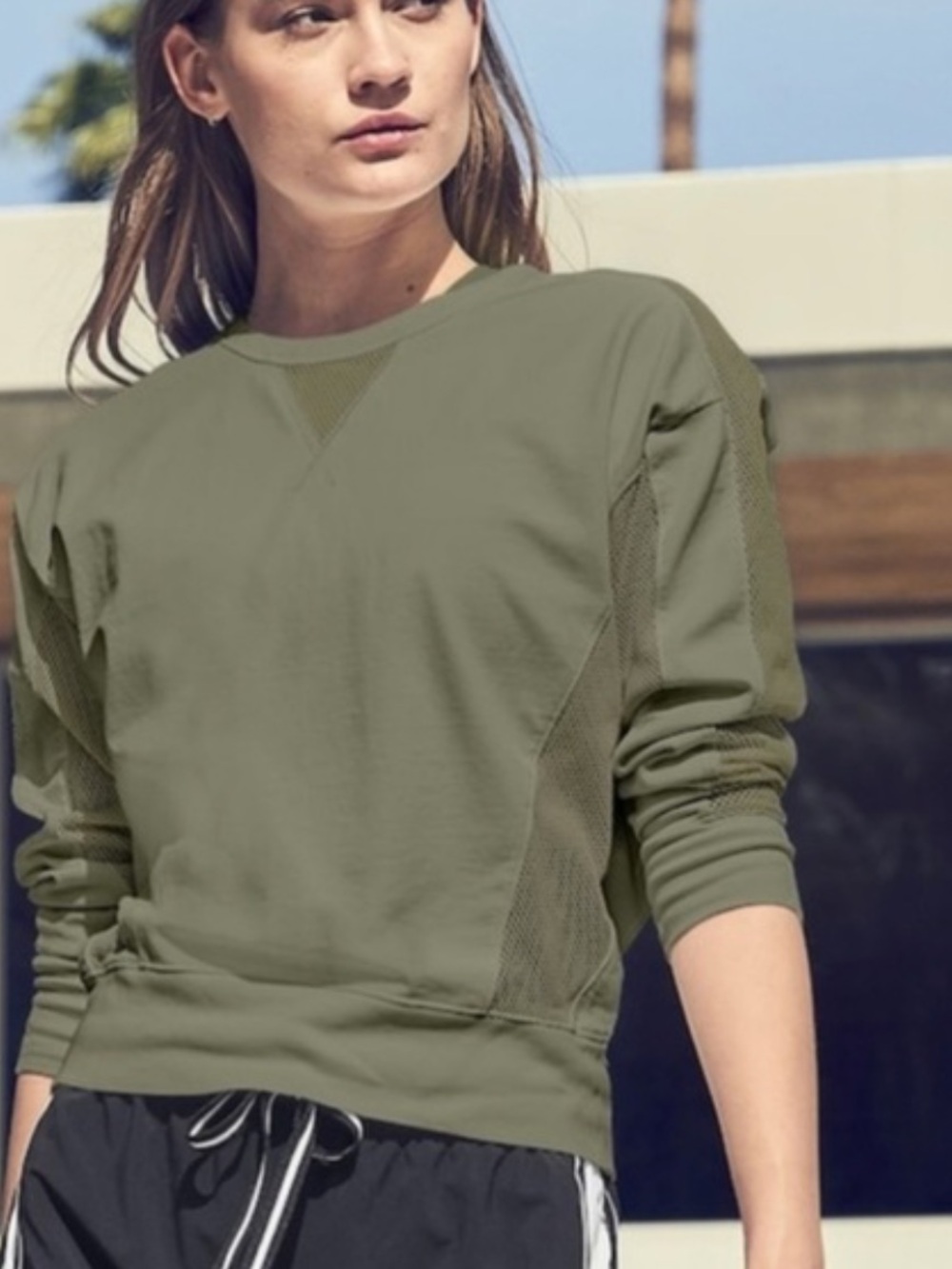 Athleta cruise long sleeve top olive green